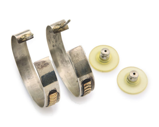 Navajo Earrings Sterling Silver & Gold Vintage Handmade