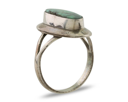 Navajo Handmade Ring 925 Silver Blue Turquoise Artist Signed Kachina C.80's