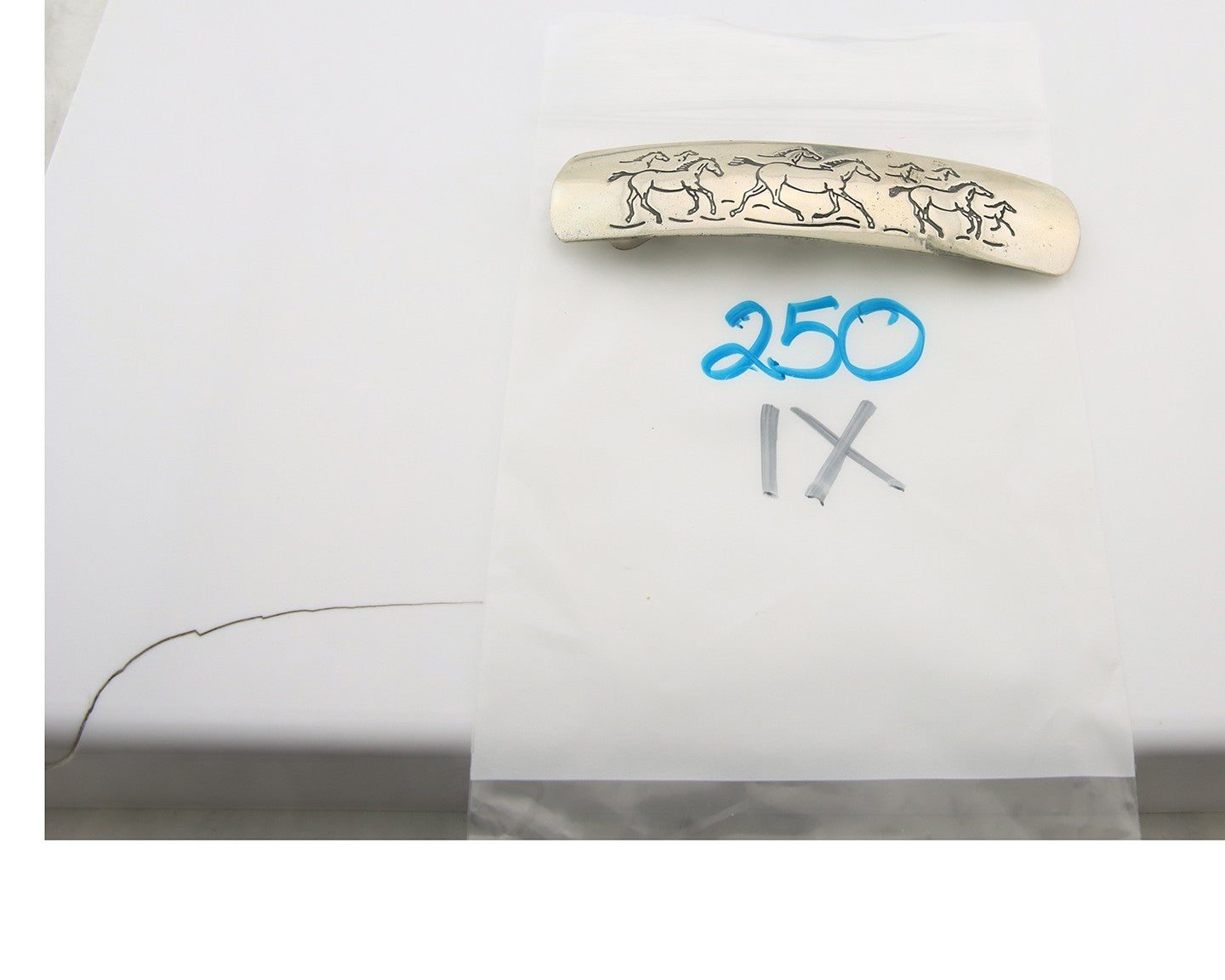 Vintage Navajo Horse Barrette 925 Sterling Silver Hand Stamped Signed B Webb