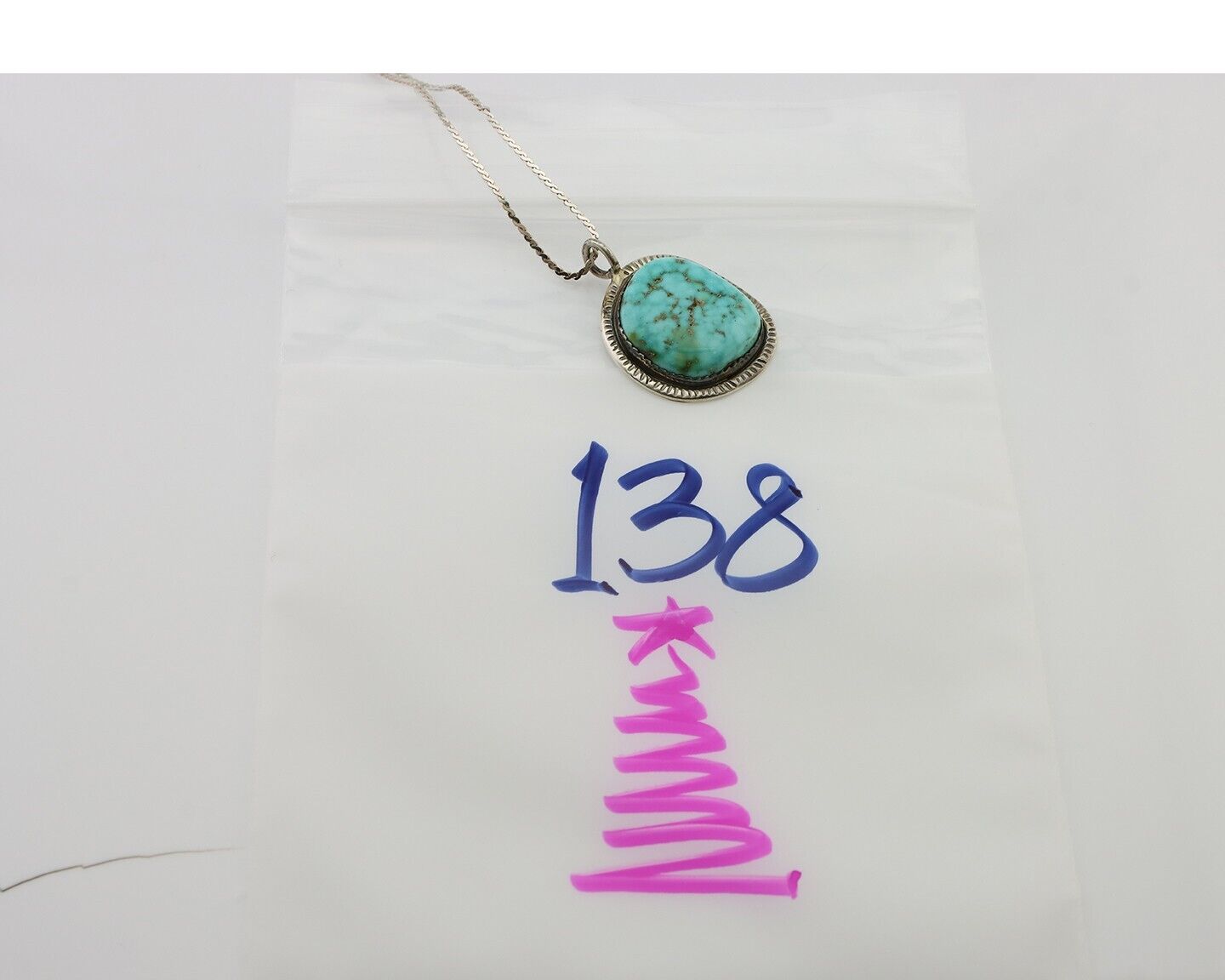 Navajo Pendant 925 Silver Natural Blue Turquoise Artist Signed G Yazzie C.80's