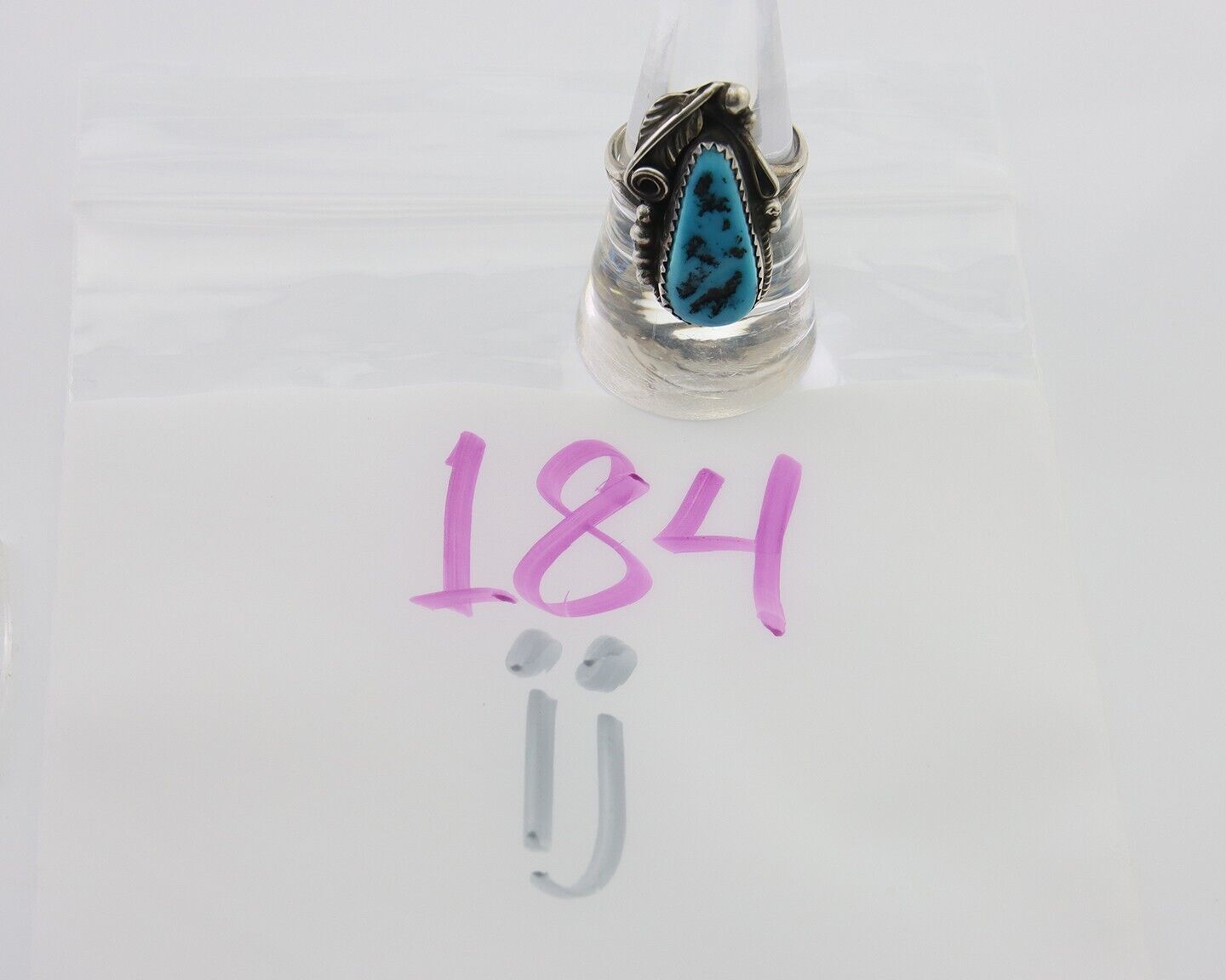Navajo Ring 925 Silver Sleeping Beauty Turquoise Signed Justin Morris C.80's