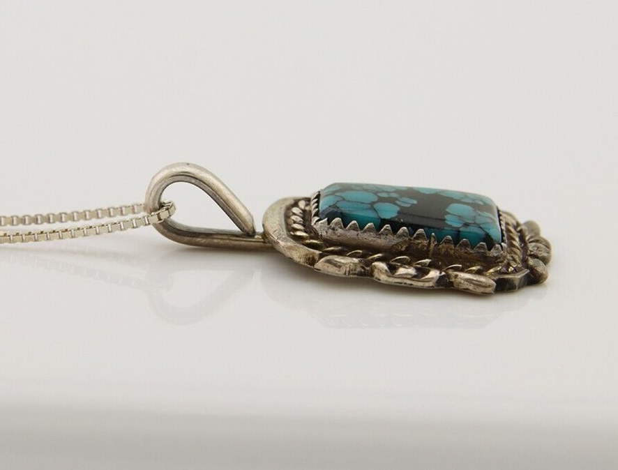 Navajo Necklace 925 Silver Turquoise Artist Signed Billy Eagle C.80's