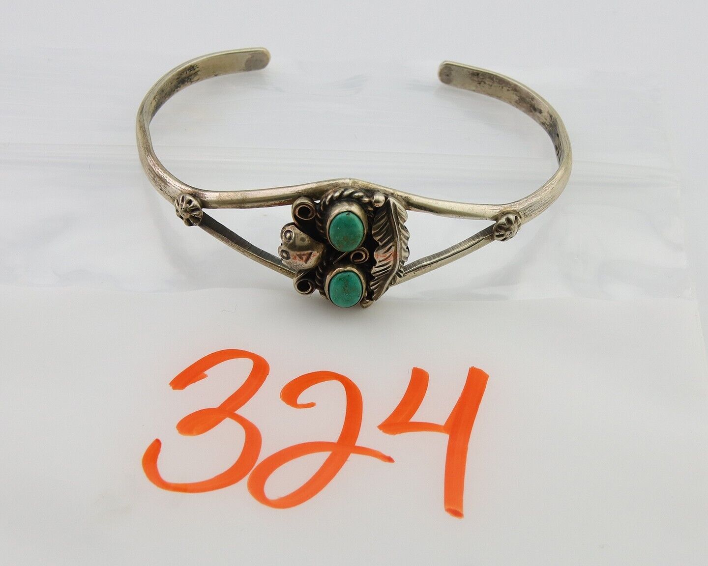 Navajo Bracelet 925 Silver Cuff Turquoise Handmade Native Artist C.80's