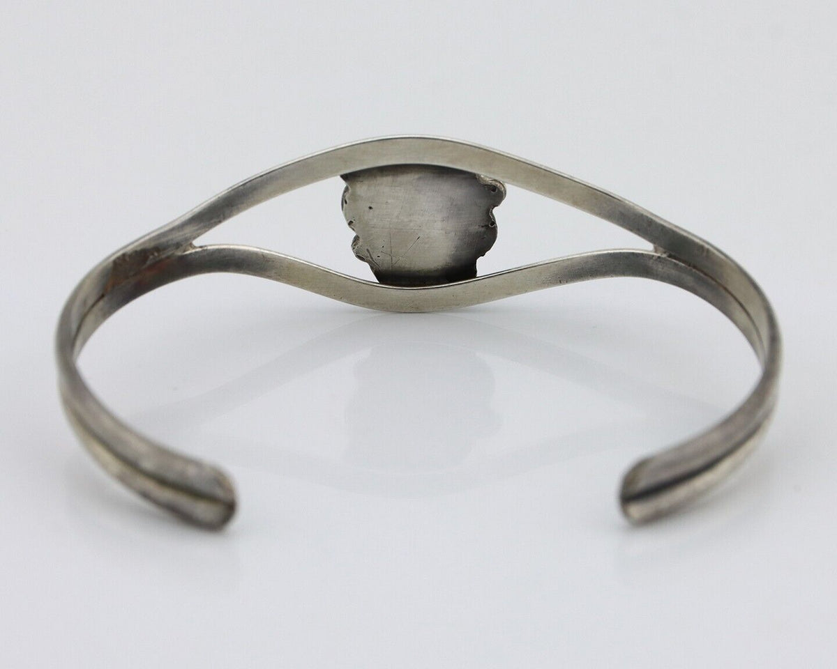 Navajo Bracelet 925 Silver Natural Red Coral Native American Artist C.80's
