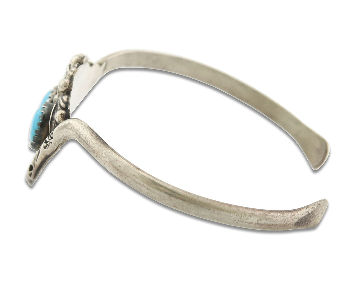 Vintage Navajo Bracelet 925 Silver Turquoise Tranditional Handmade Signed RB