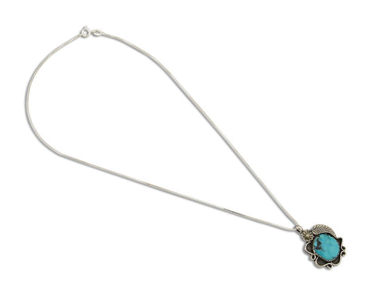 Navajo Necklace 925 Silver Natural Turquoise Native Artist C.80's