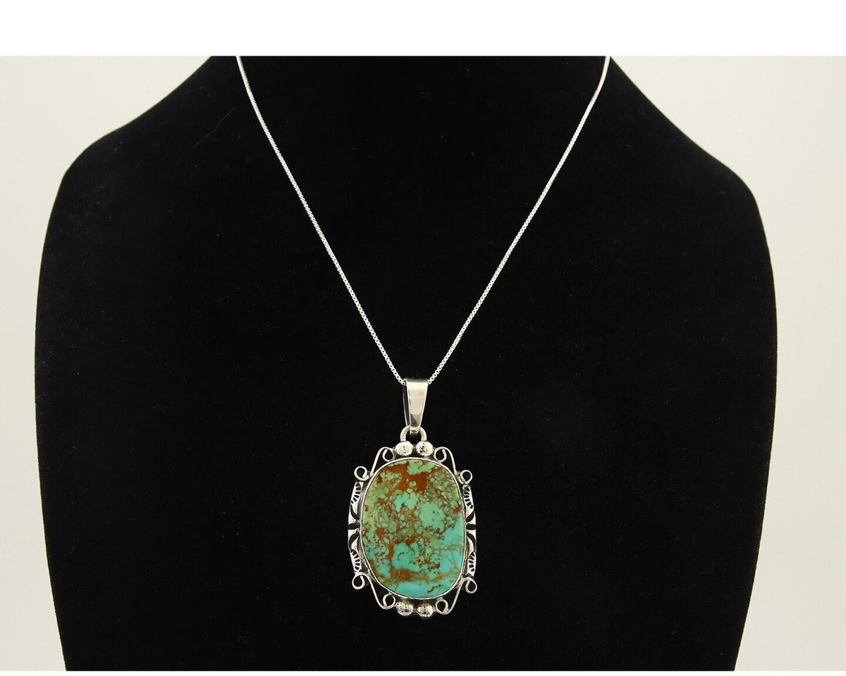 Navajo Necklace 925 Silver Natural Turquoise Artist Signed Gecko C.80's