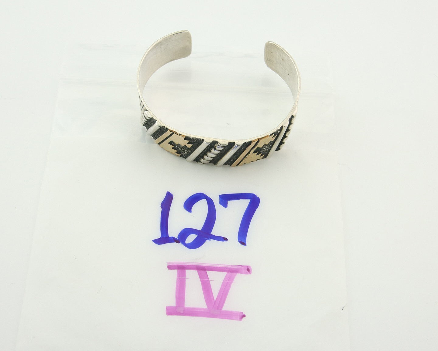 Navajo Bracelet Gold & 925 Silver Handmade 19 mm Wide Signed Thomas Singer C80s