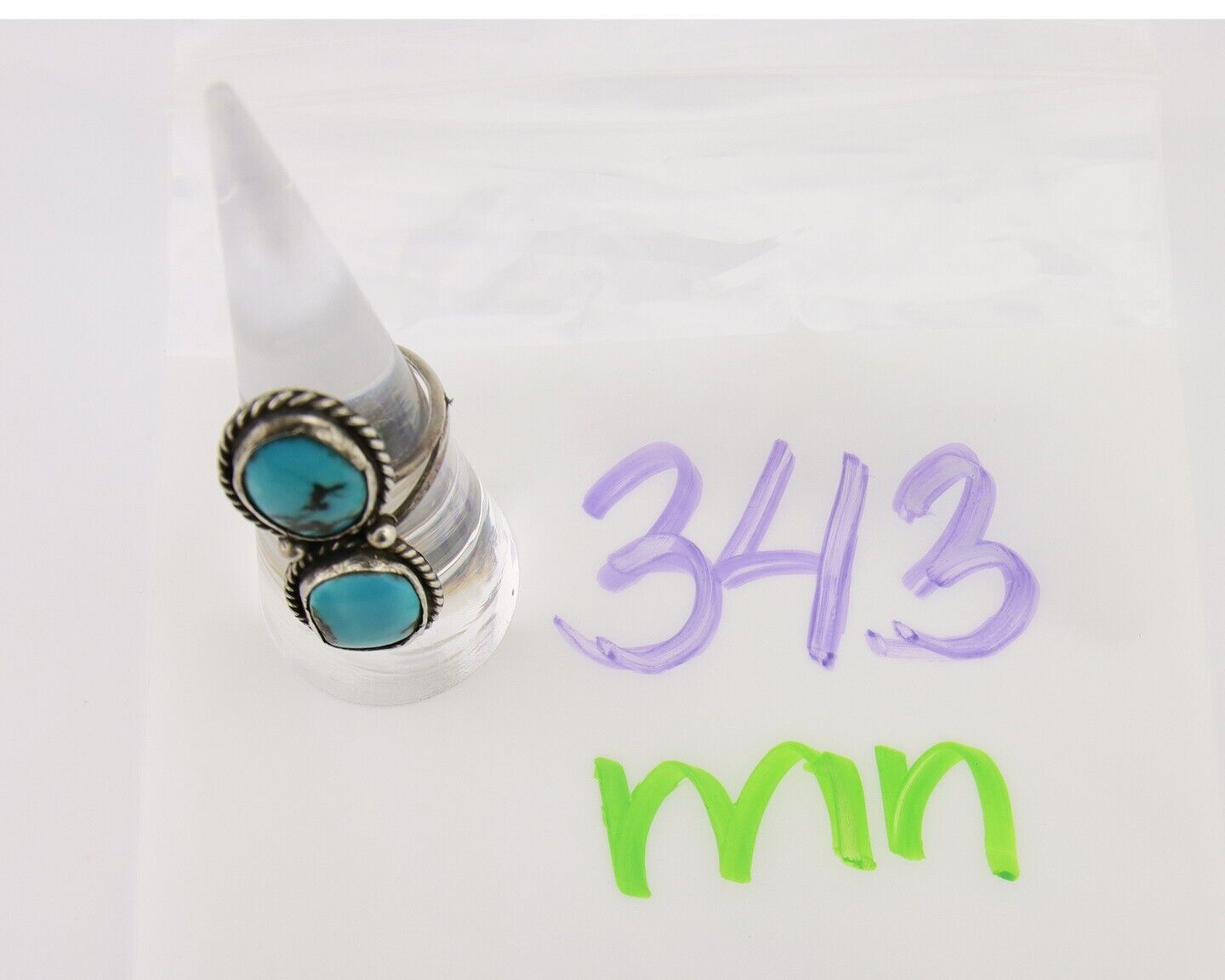 Navajo Ring 925 Silver Natural Blue Turquoise Native American Artist C.80's