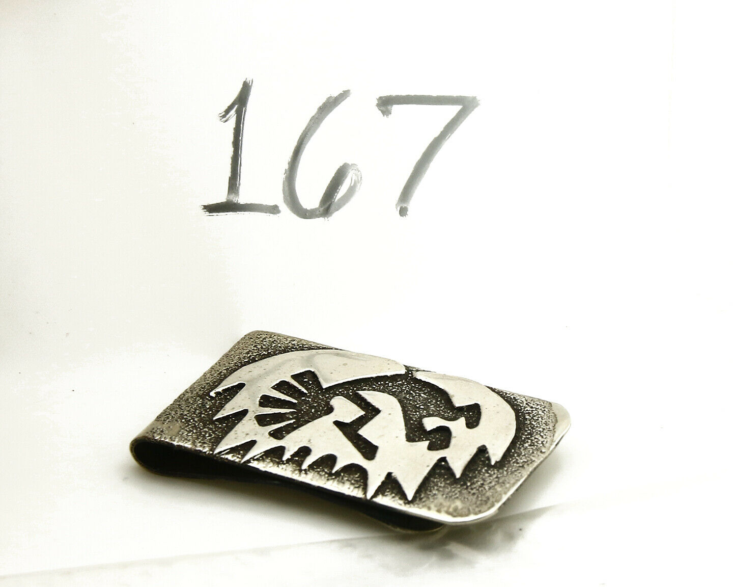 Navajo Money Clip .925 Silver & Nickle Hand Stamped Artist RB C.80's-90's