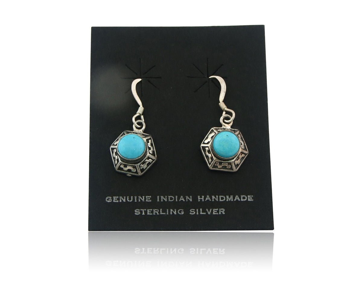 Navajo Earrings Sterling Silver Turquoise Dangle Vintage Authentic