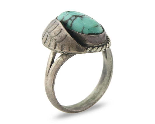Vintage Navajo Ring 925 Sterling Silver Turquoise Handmade Size 5.5