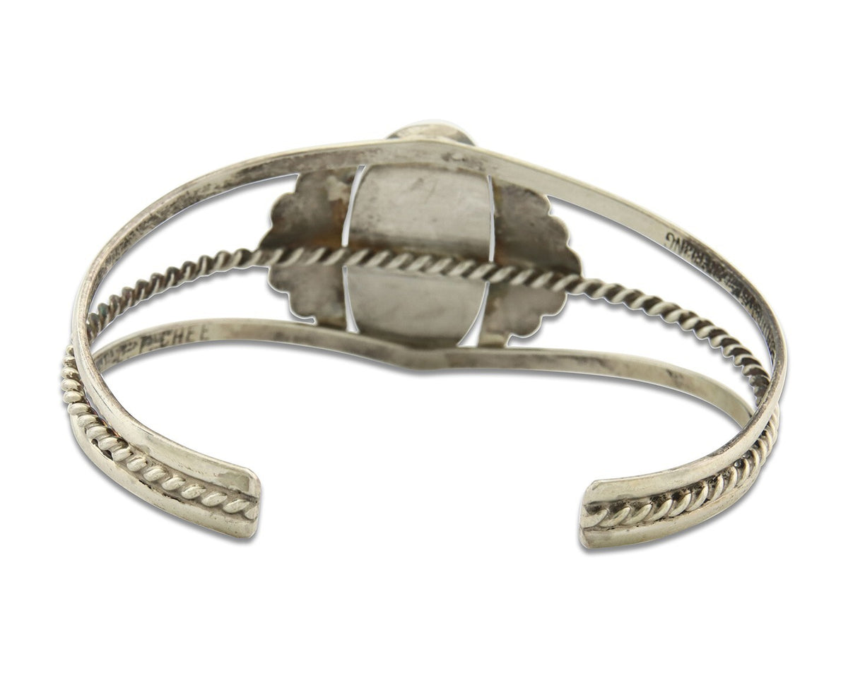 Vintage Navajo Bracelet 925 Silver Turquoise Handmade Signed L T Chee