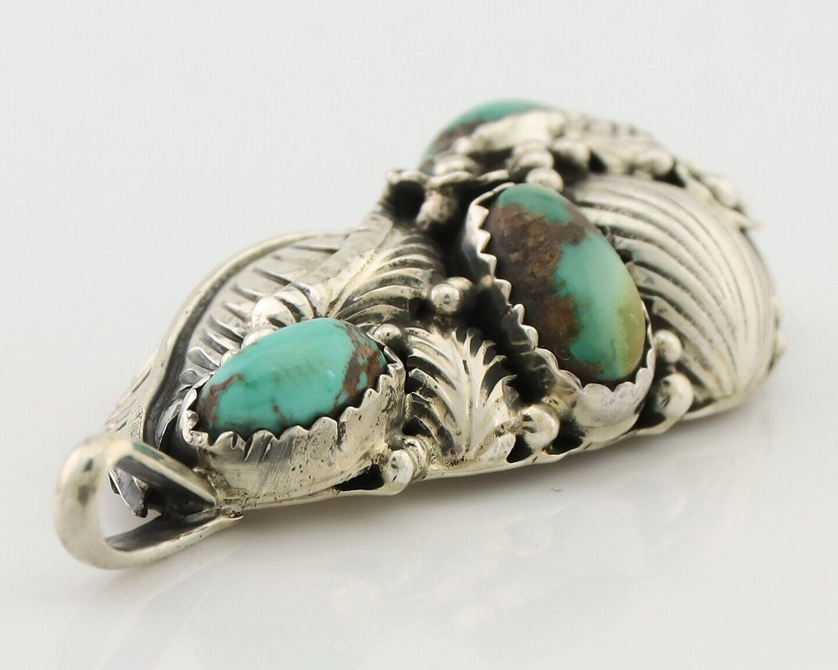 Navajo Pendant 925 Silver Natural Bisbee Turquoise Signed Tom Willeto C.80's