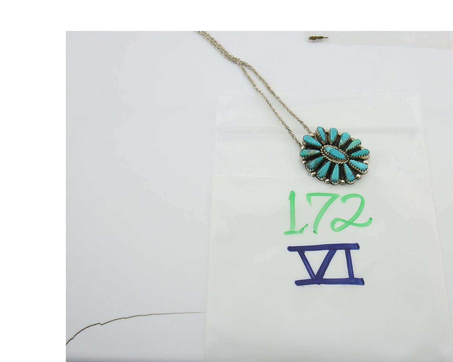 Navajo Sterling Silver Necklace Authentic Turquoise Vintage Signed TL