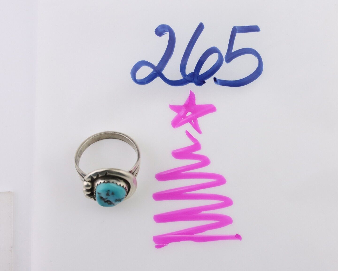 Navajo Ring 925 Silver Sleeping Beauty Turquoise Signed IROYBAI C.80's