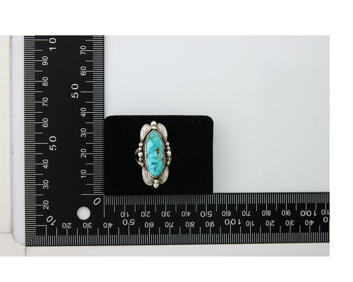 Navajo Ring .925 Sterling Blue Turquoise Artist Signed GR C.80's