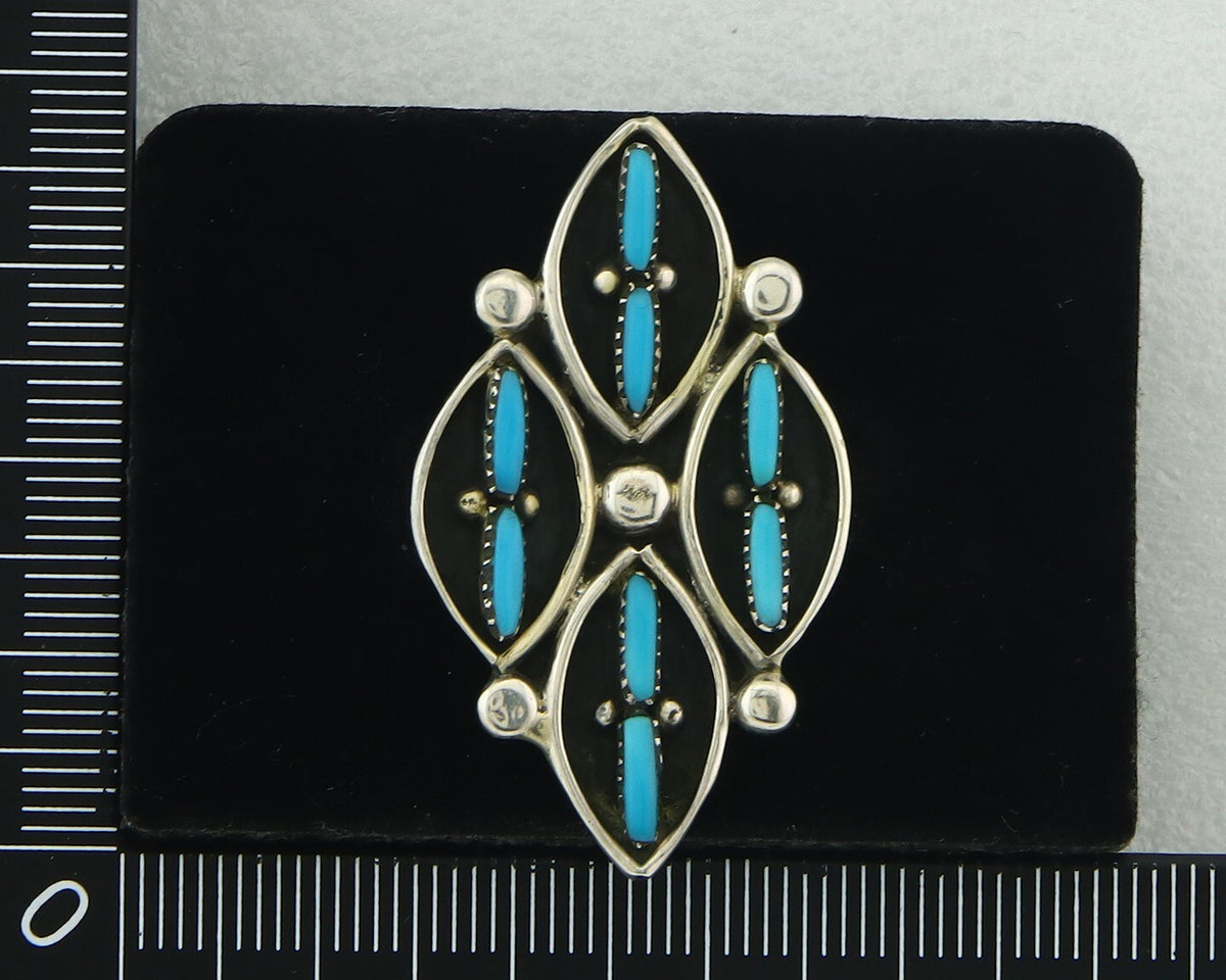 Vintage Zuni Ring 925 Sterling Authentic Natural Turquoise Native Artist Sz 7.5