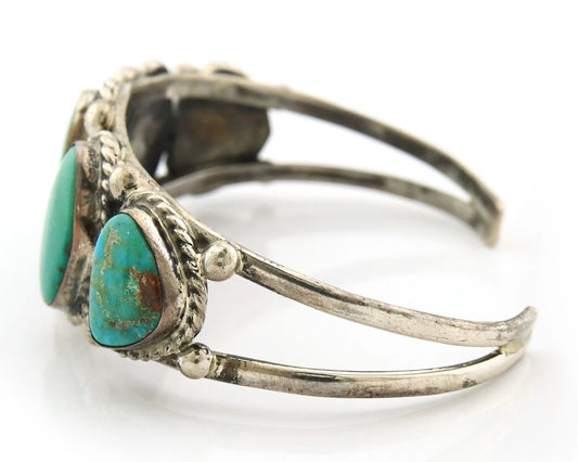 Men Navajo Cuff Bracelet Sterling Silver Turquoise Vintage Signed C Montoya