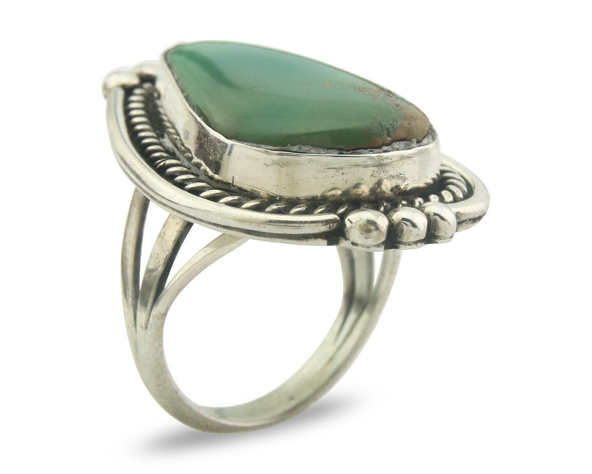 Navajo Ring 925 Sterling Turquoise Handmade Native Artist C.80's Size 5.5