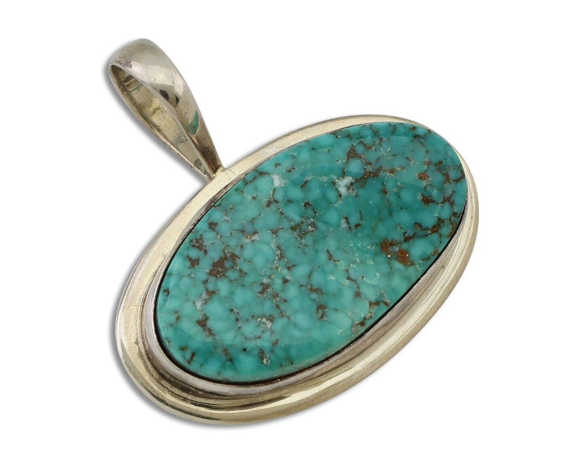 Navajo Mine 8 Turquoise Pendant 925 Silver Signed Doug Zachary C.80's