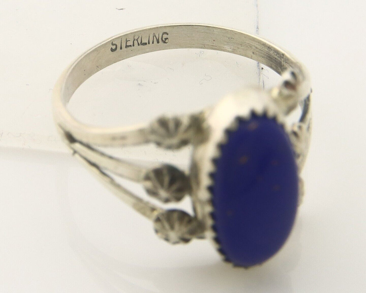 Navajo Ring 925 Sterling Natural Lapis Handmade Native Artist C.80's