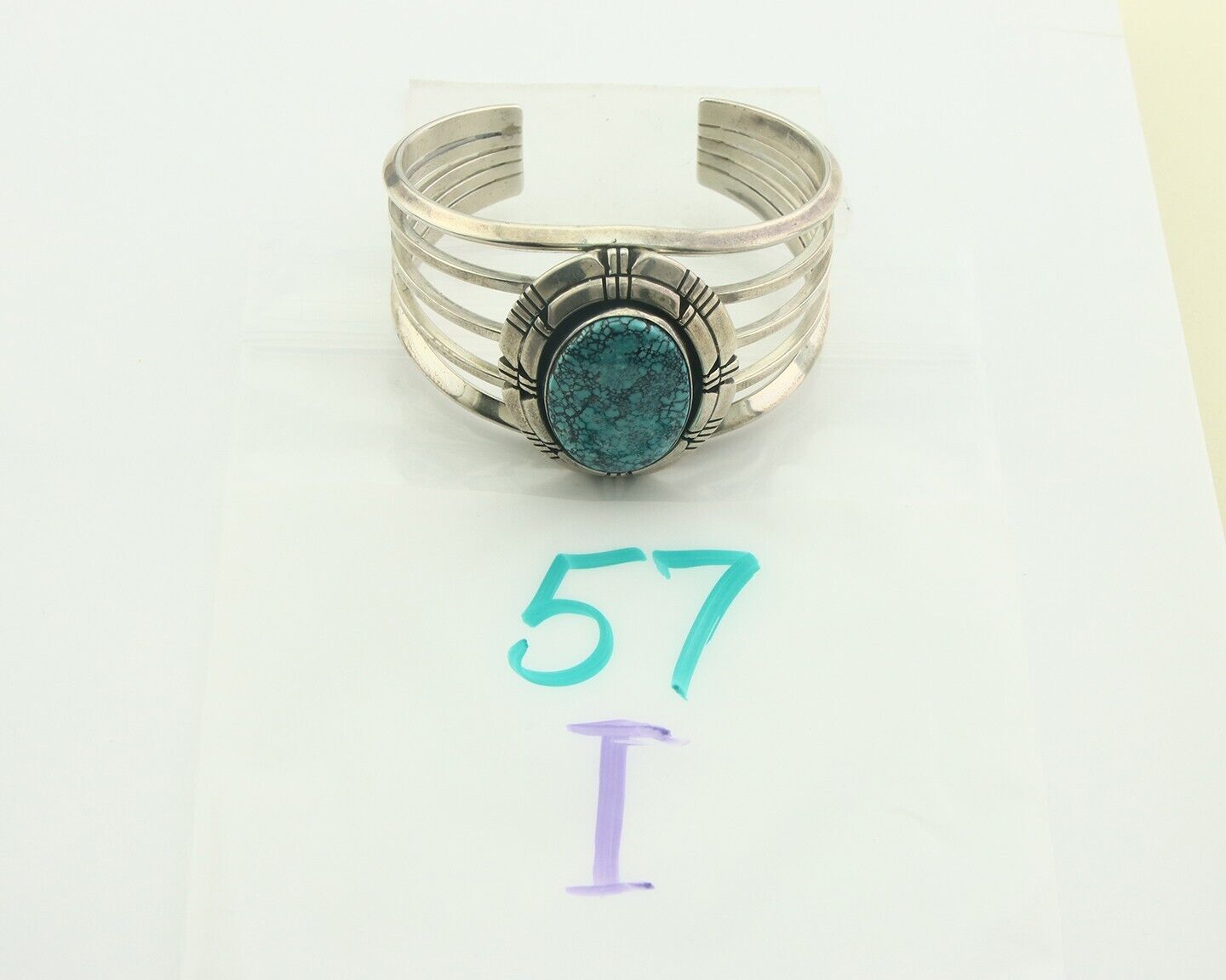 Navajo Bracelet 925 Silver Turquoise Cuff Artist Signed Miamama C.80's