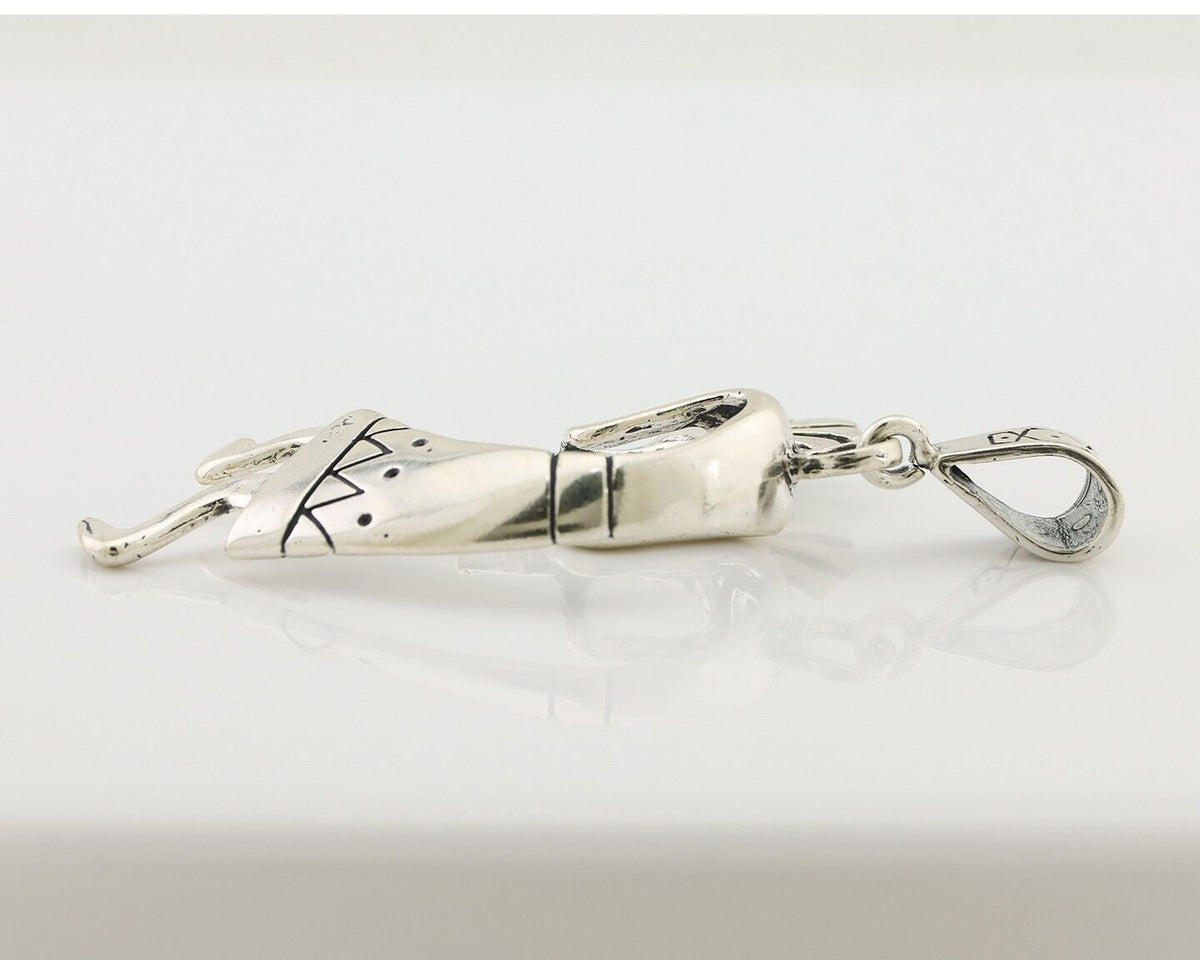 Navajo Kokopelli Pendant 925 Sterling Silver Artist Signed Masha C.80's