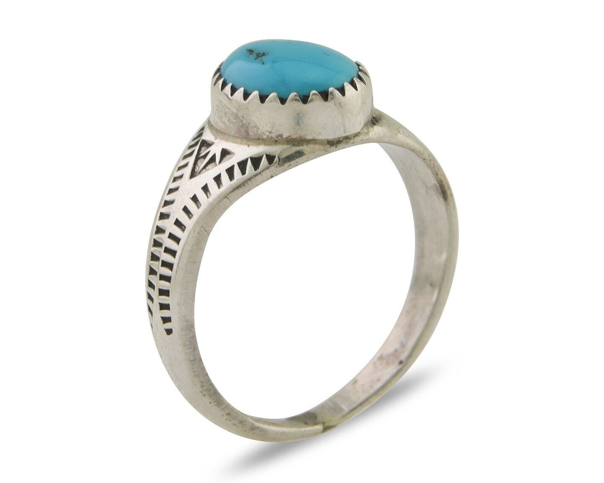 Navajo Ring 925 Silver Natural Blue Turquoise Native Artist C.80's