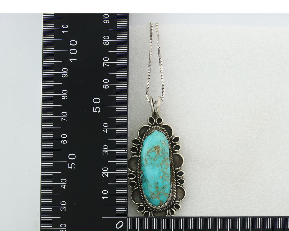 Navajo Sterling Silver Necklace Authentic Turquoise Vintage Handmade