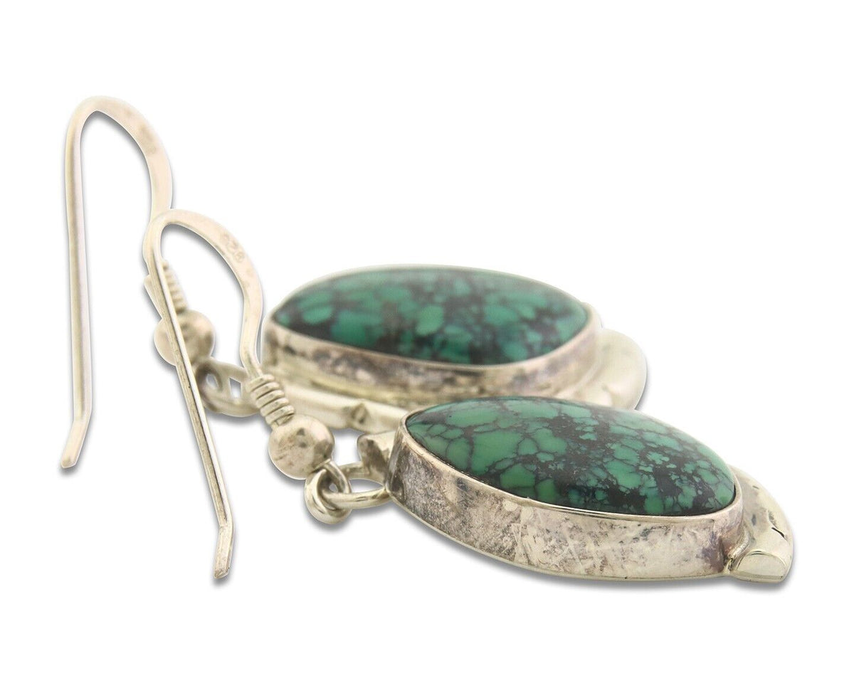 Navajo Earrings 925 Silver Handmade Natural Turquoise Native Artist C.80's