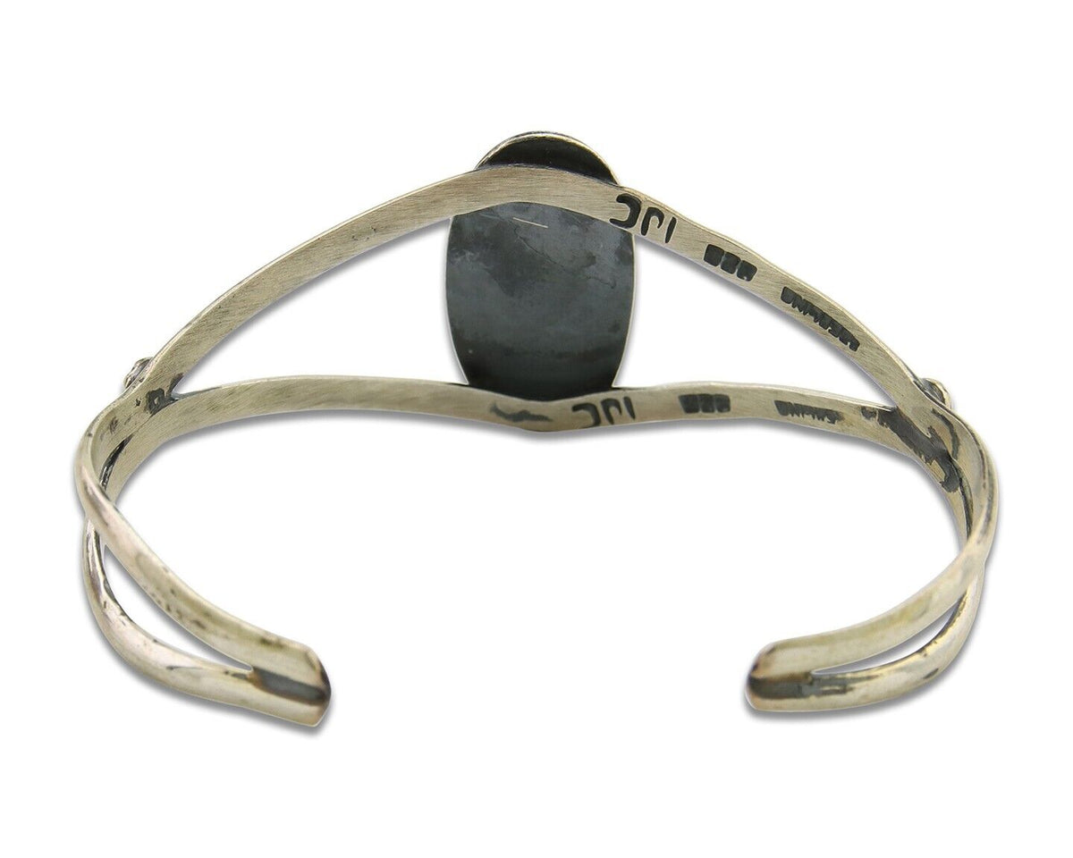 Navajo Cuff Bracelet 925 Silver Turquoise Cuff Artist Signed IJC C.80's