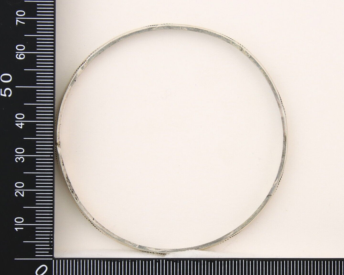 Navajo Bangle Bracelet 925 Silver Hand Stamped Twist Native American Artist C80s