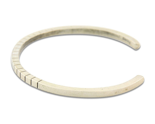 Navajo Bracelet 925 Silver Hand Stamped Signed M.C. ISASIB C.80's