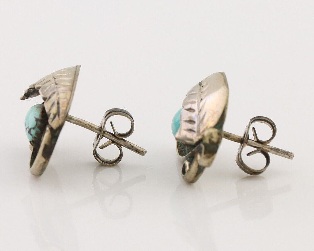 Navajo Earrings 925 Silver Natural Turquoise Native American Artist C.80's