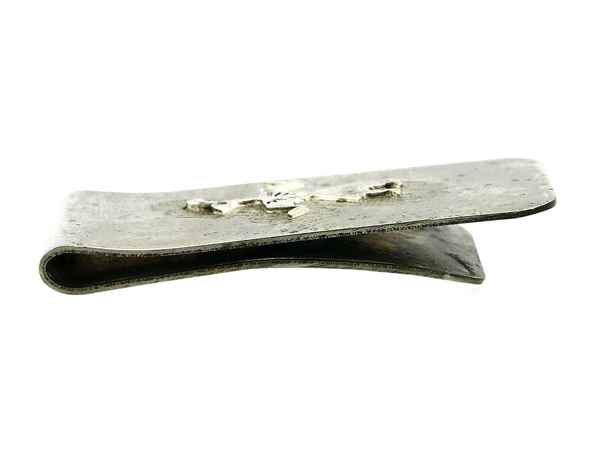 Navajo Money Clip .925 Silver & Nickle Hand Stamped Artist RB C.80's-90's
