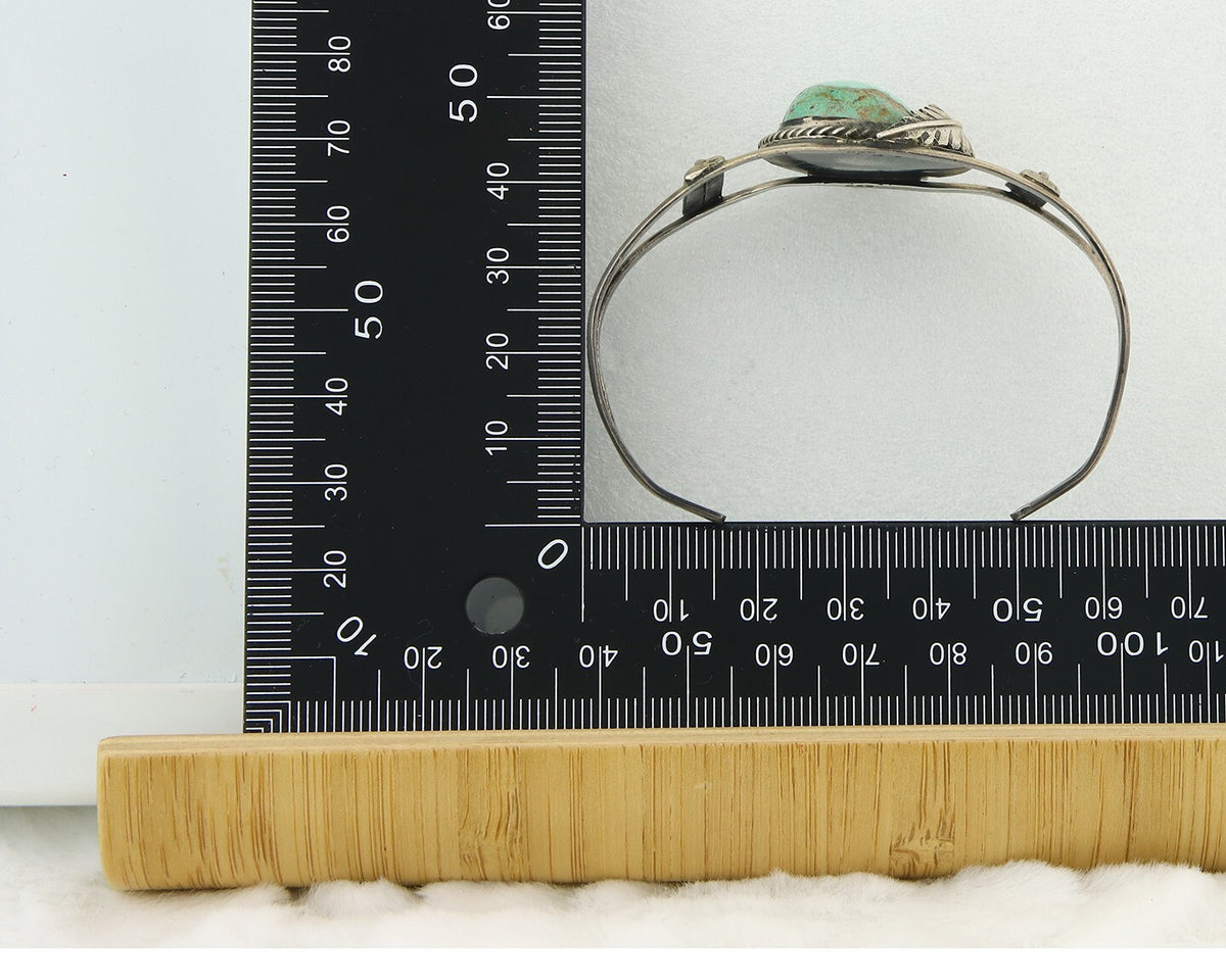 Vintage Navajo Bracelet 925 Silver Turquoise Handmade Authentic Signed 0434