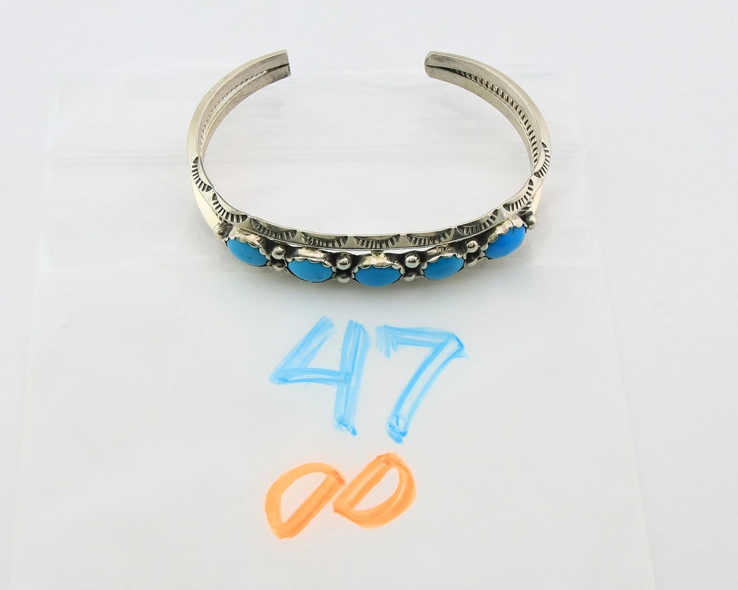 Navajo Cuff Bracelet Sterling Silver Vintage Turquoise Signed H