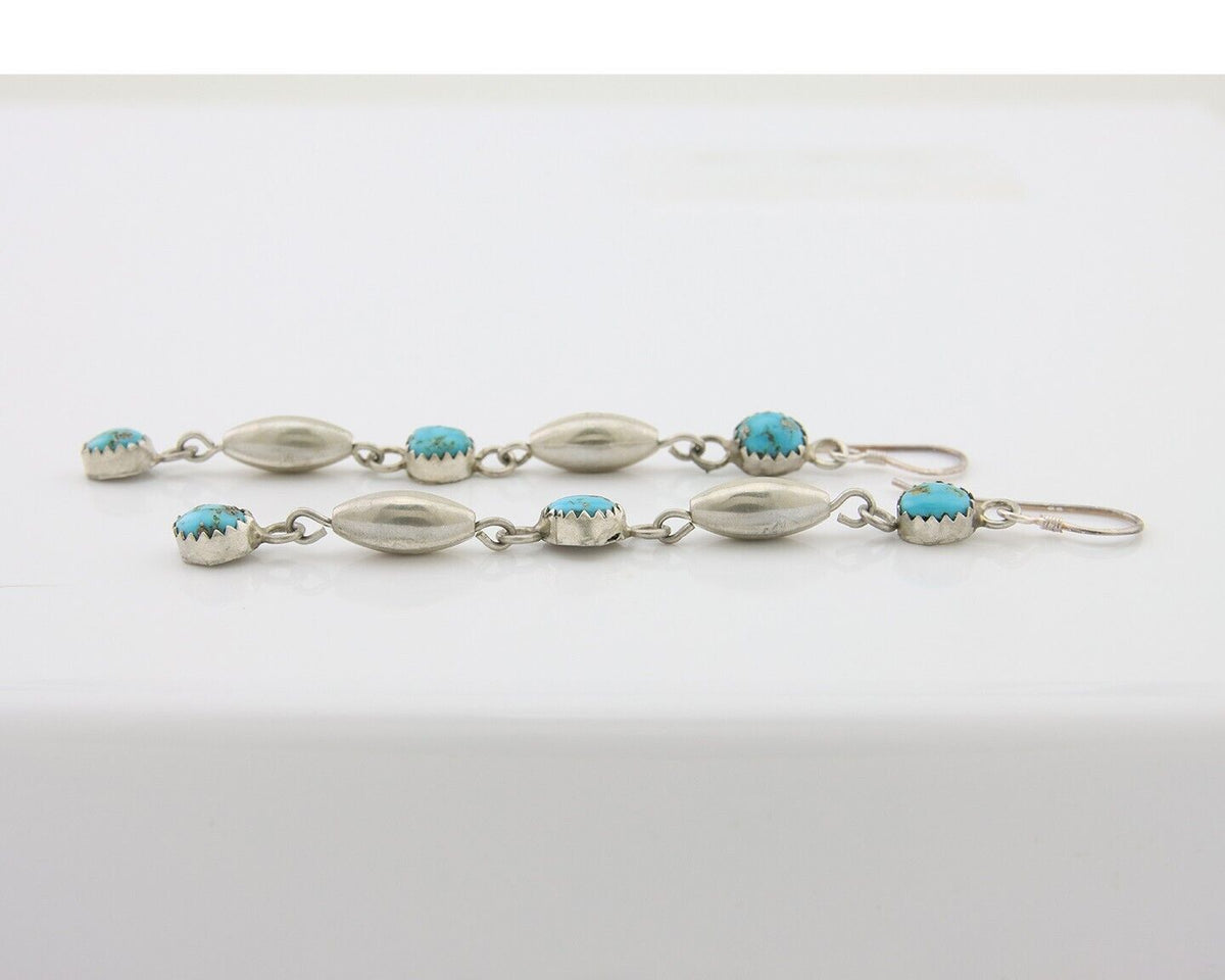 Navajo Earrings 925 Silver Blue Turquoise Native American Artist C.80's