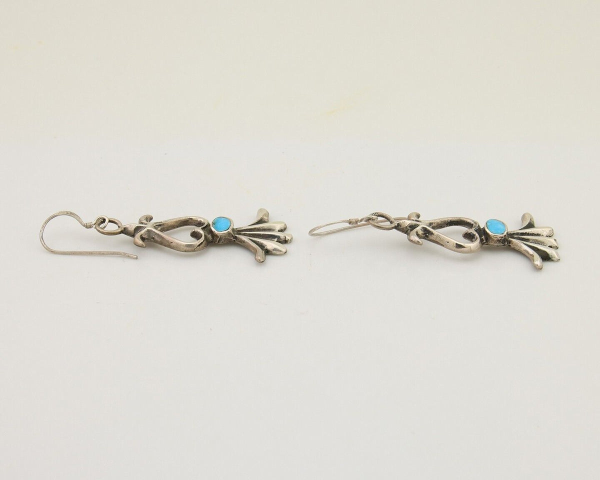 Navajo Dangle Earrings 925 Silver Blue Native American Artist C.80's