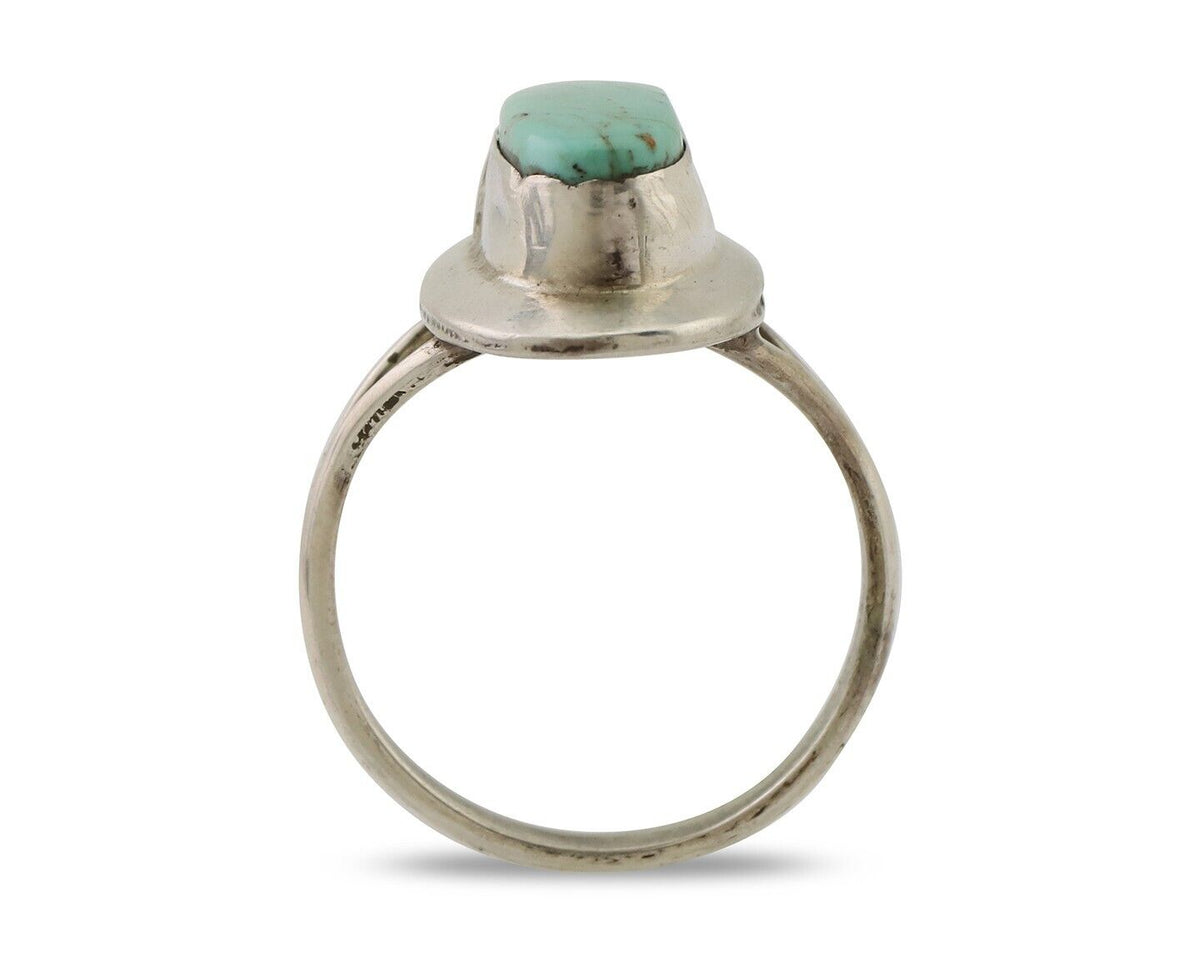 Navajo Handmade Ring 925 Silver Blue Turquoise Artist Signed Kachina C.80's