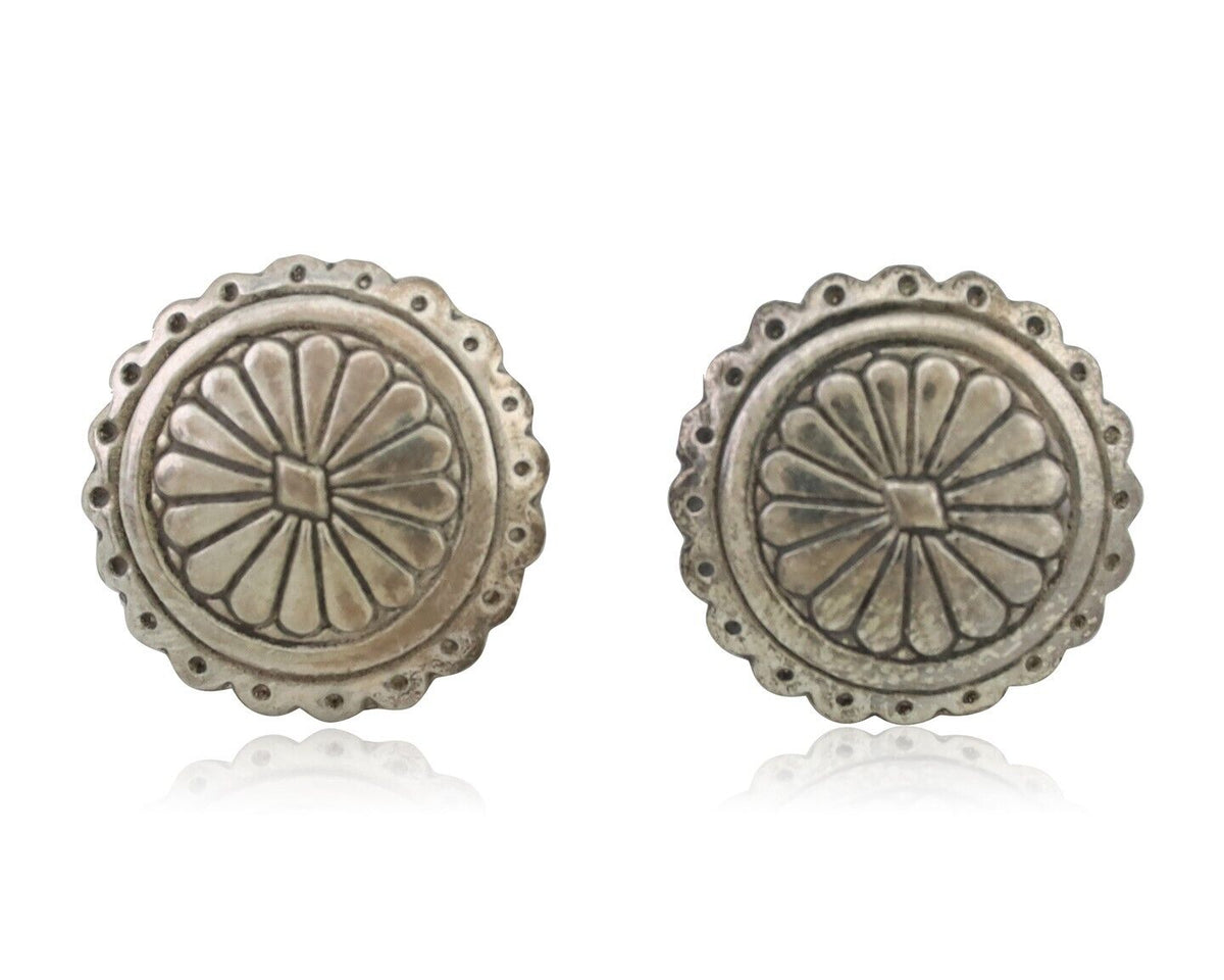 Navajo Small Shield Earrings 925 Silver Native American Artist C.80's