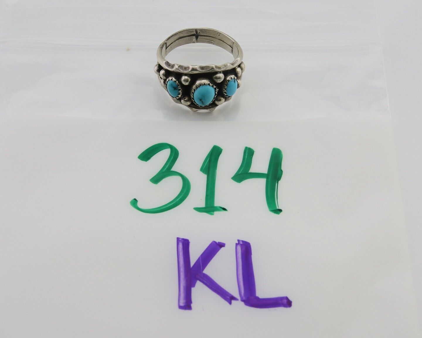 Navajo Ring 925 Silver Natural Blue Turquoise Native Artist Signed SC C.80's