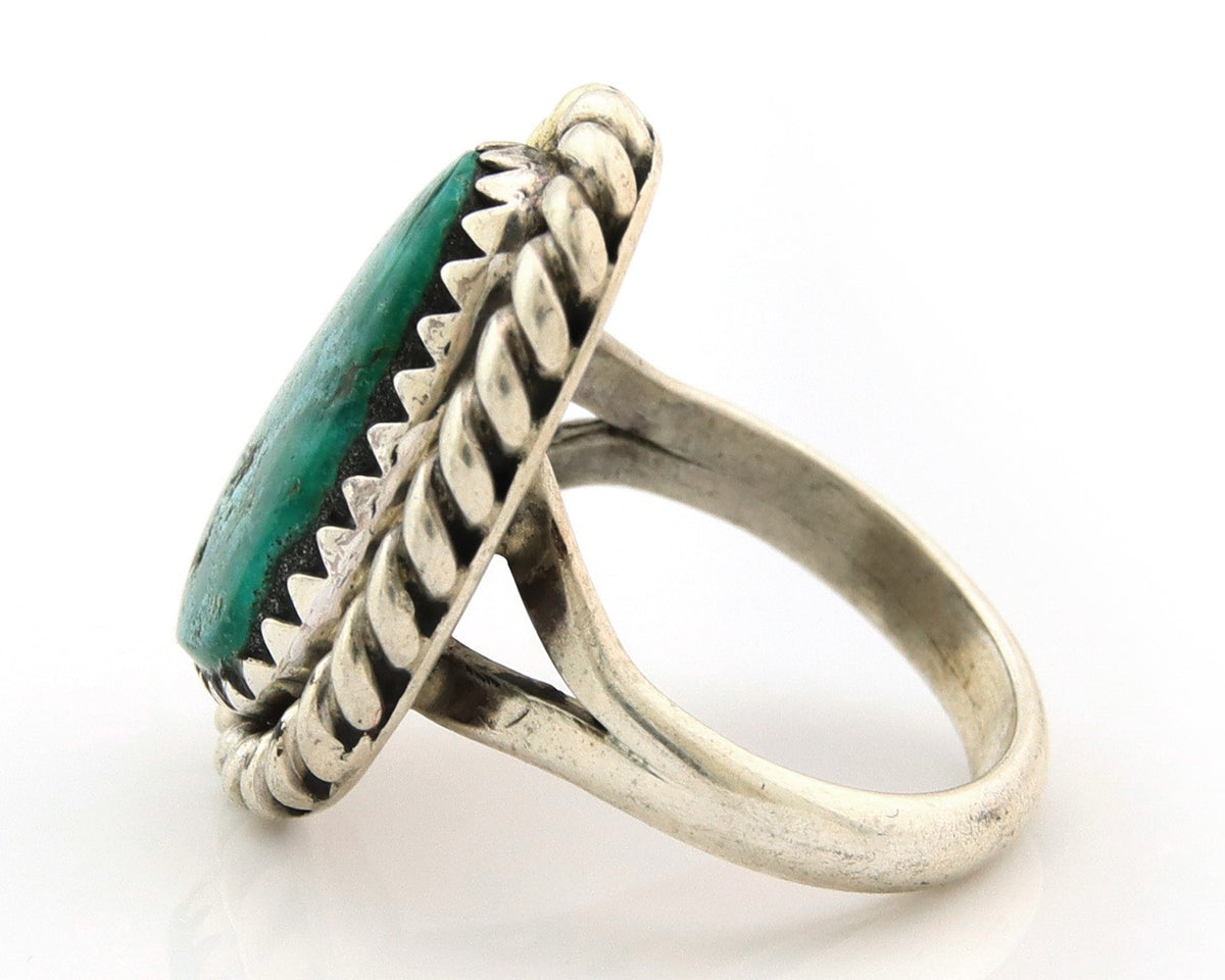 Navajo Toe Ring Sterling Silver Blue Turquoise Vintage Native Artist Size 1.5