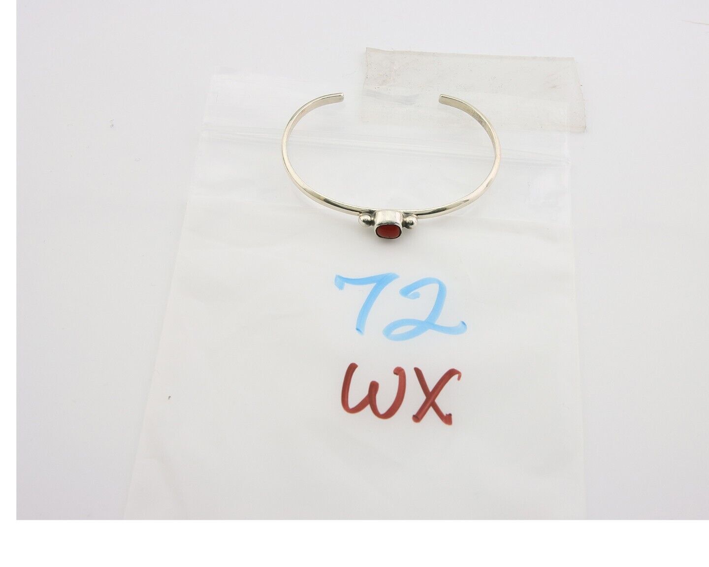 Navajo Bracelet .925 Silver Natural Red Coral Cuff Native American Artist C.80's