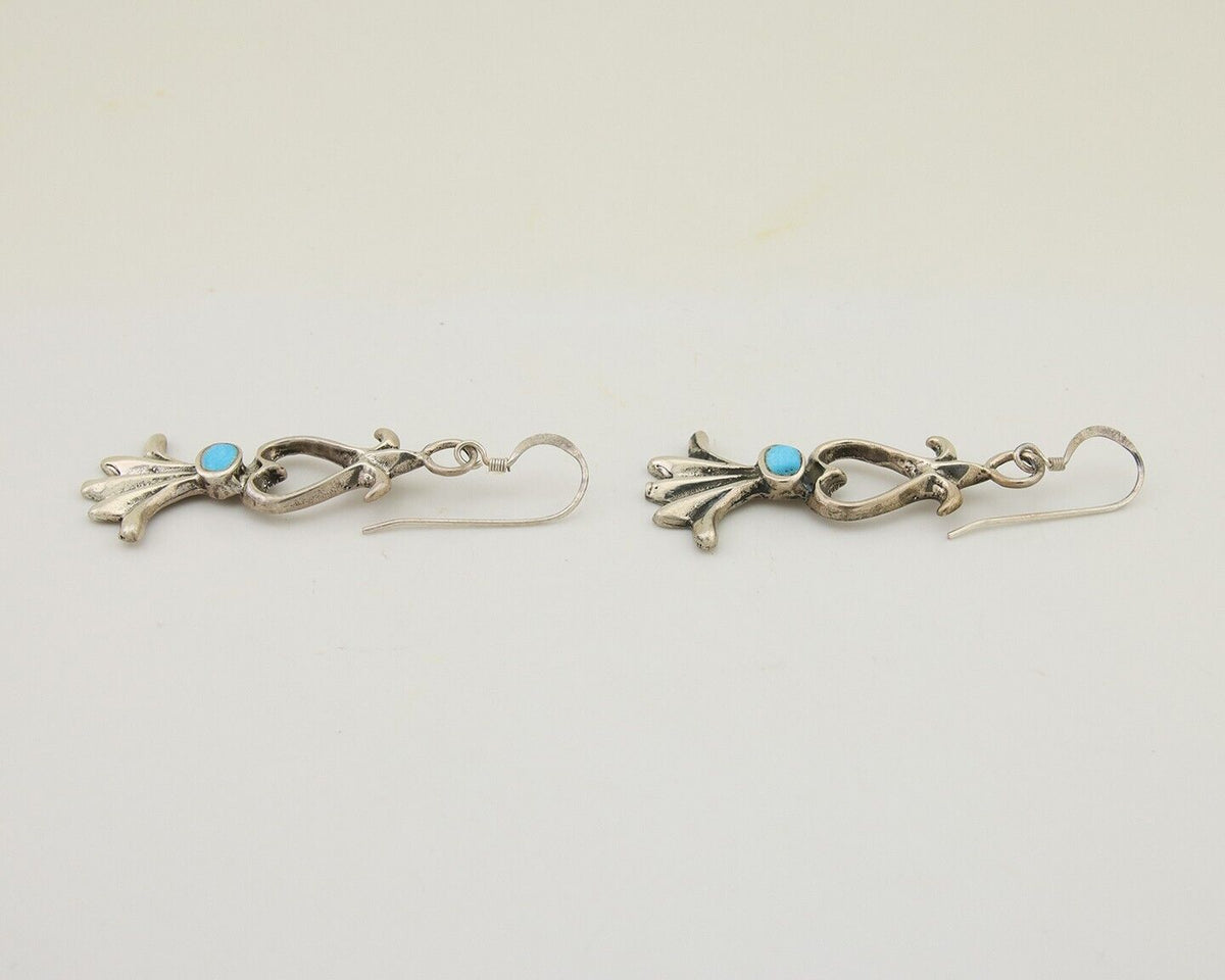 Navajo Dangle Earrings 925 Silver Blue Turquoise Native American Artist C.80's