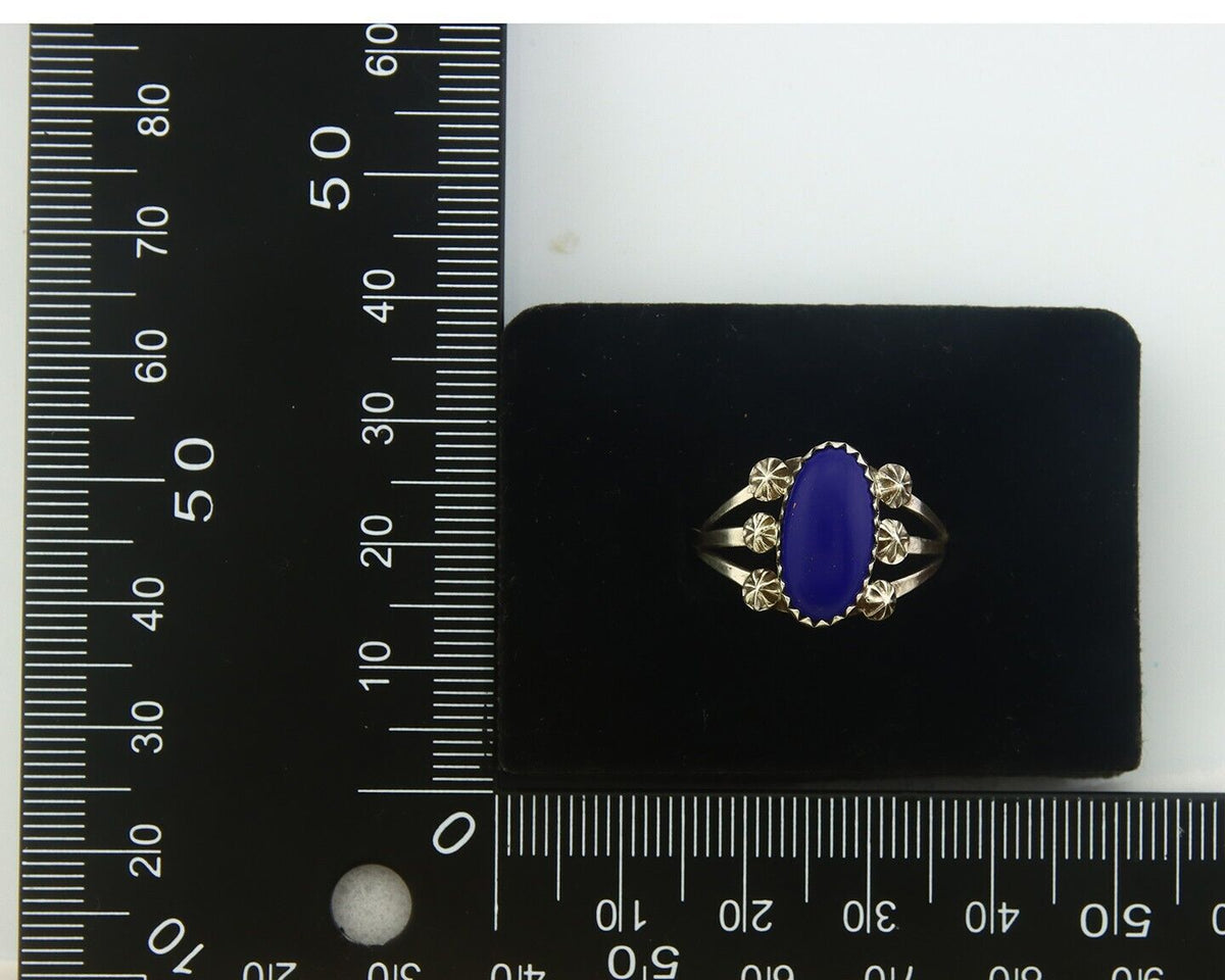 Navajo Ring 925 Sterling Natural Lapis Handmade Native Artist C.80's