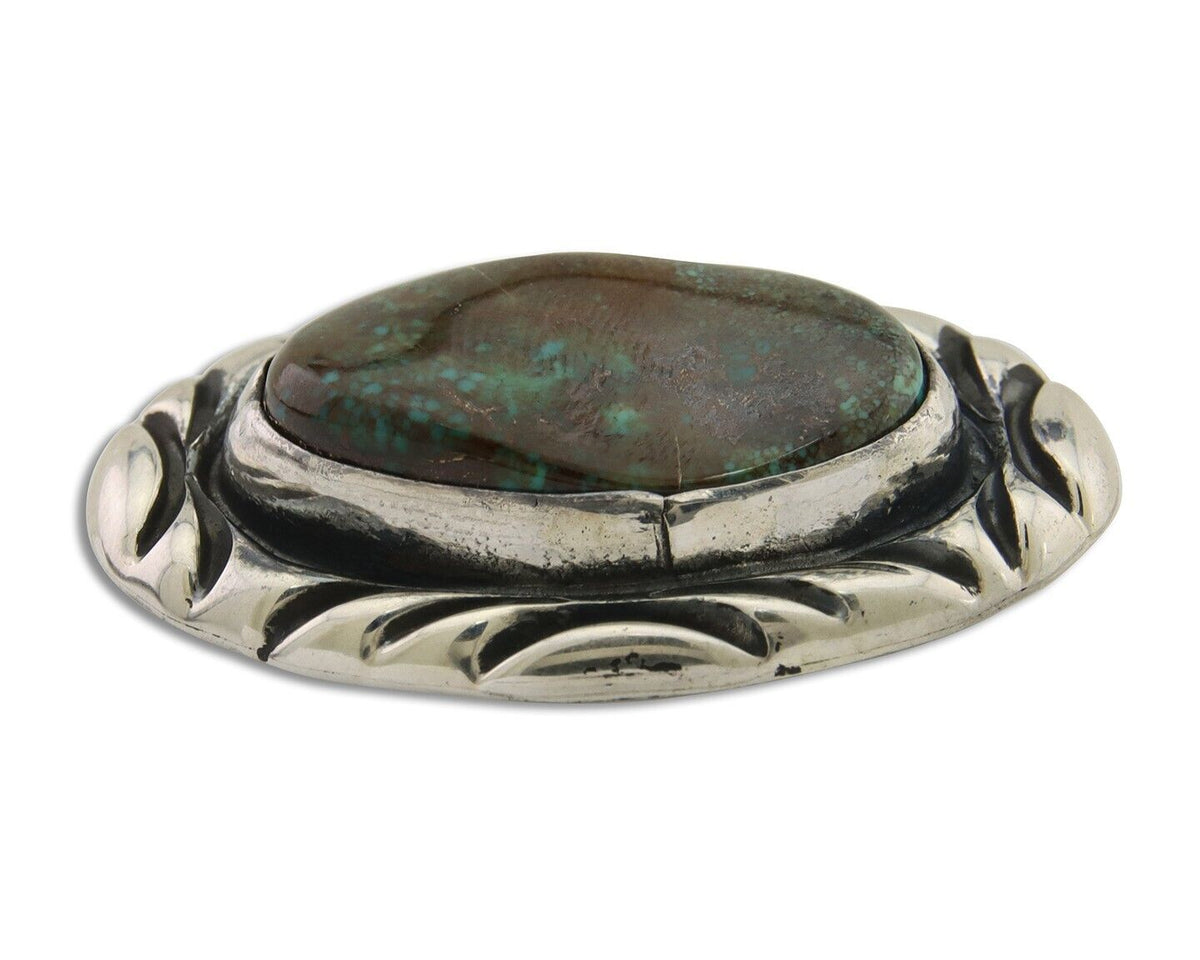Navajo Pin 925 Silver Natural Mined Turquoise Artist Signed C Montoya C.80's