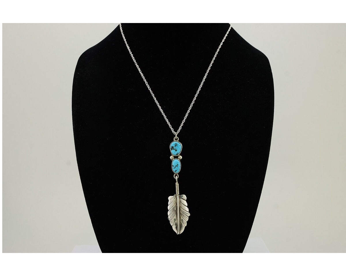 Navajo Turquoise Necklace 925 Silver Artist Signed M Montoya C.80's