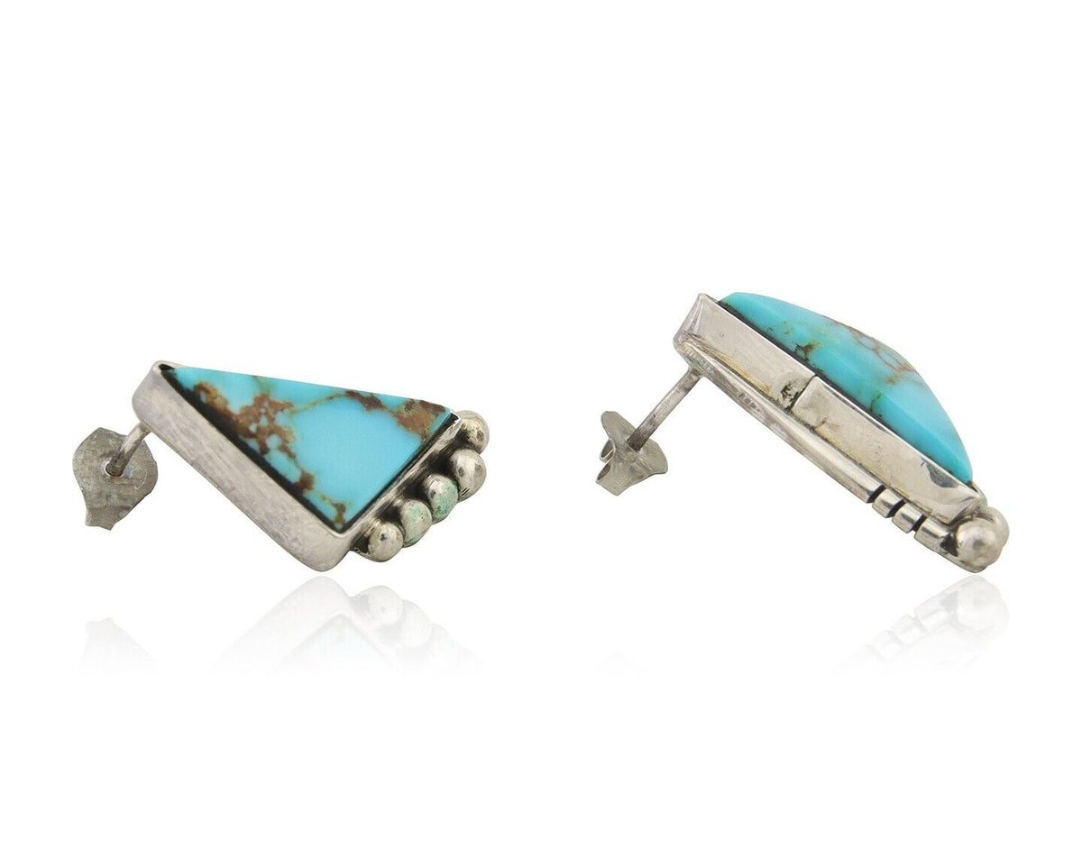 Navajo Dangle Earrings 925 Silver Natural Turquoise Signed Wilson Padilla C.80's